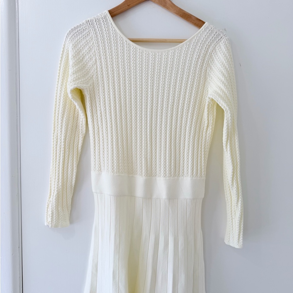 Sezane Cream Ribbed Midi Dress - Picture 3 of 11